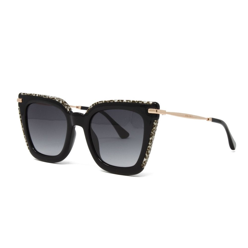 Jimmy Choo Sunglasses Women's Square Ciara/G/S FP3 Black Leopard 52mm NEW!